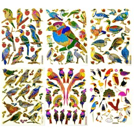 POULTRY001-6 Sheets Bird and Duck Self-Adhesive Glitter Metallic Foil Reflective Decorative Scrapbook for Kids - Size 4 X 5.25 Inch./Sheet.