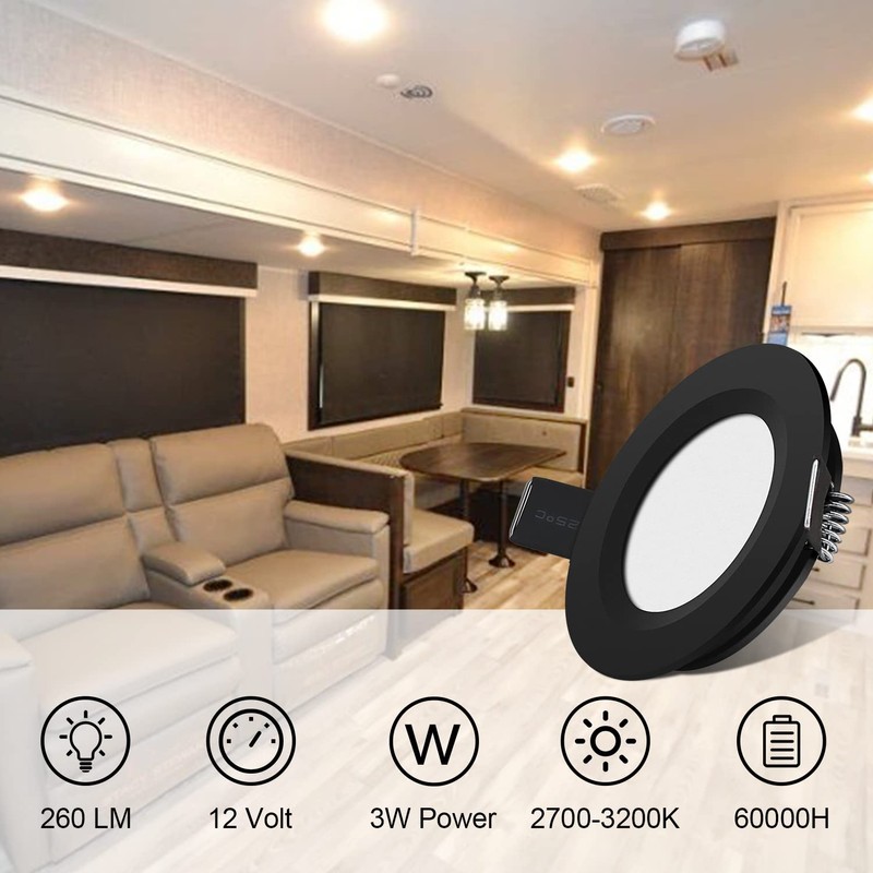 RVZONE 12 Volt LED Puck Light RV Boat Recessed Ceiling