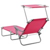 Tidyard Folding Sun Lounger with Canopy, Backrest Adjustable Chaise Lounge