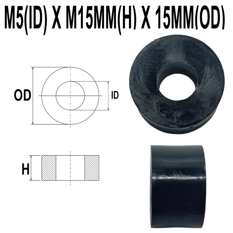 M5 Black Nylon Wide Spacers Standoff Washers ID(internal Diameter) 5.3mm,