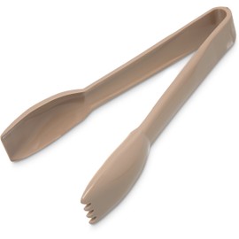 Carlisle FoodService Products Carly Plastic Salad Tong, Serving Utensils for Catering, Home, Restaurant, Parties, Buffet, 6.44 X 1.31 X 3 Inches, Beige