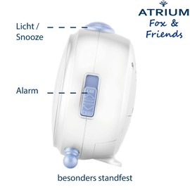 Atrium Kinderwecker Mädchen Jungen Fox & Friends Waldtiere Grün Blau Weiß Analog Quarz ohne Ticken mit Licht und Snooze A932-3