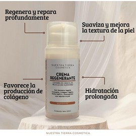 Nuestra Tierra Cosm?tica Crema Regenerante con Baba de Caracol, Alanto?na Vegetal, Consuelda, Col?geno Vegano, Karit?, Napca y Amino?cidos, 100ml, Hidratante
