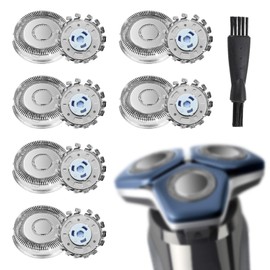 6 Pack SH71/52 Replacement Shaver Heads Compatible with Ph-IPS No-lco, for Shaver Series 7000 (S7XXX) Angular-Shaped Series 5000 (S55XX) S5531/S5532/S5533/S5536/S5830/S6600&S6800 with Cleaning Brush
