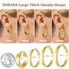 DORANA 7mm Thcik Gold Hoop Earrings for Women Large Gold