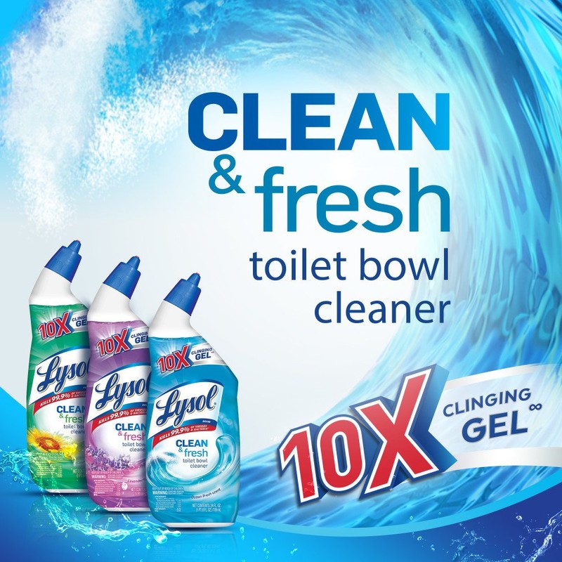 Lysol Clean & Fresh Toilet Bowl Cleaner, Ocean Fresh, 24