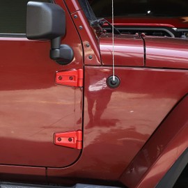 CheroCar Fit for Jeep Wrangler Door Hinge Covers for Jeep Wranlger Unlimited Rubicon Sahara Sports Accessories 2007-2018 JK JKU 4pcs Red