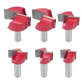 DingGreat 6-Piece 8 mm Shank Floor Cleaning Milling Cutter Set, Milling Cutter End Mill Woodworking Tool Bit, Double-Edged Face Cutter 18/20/22/25/30/32 mm