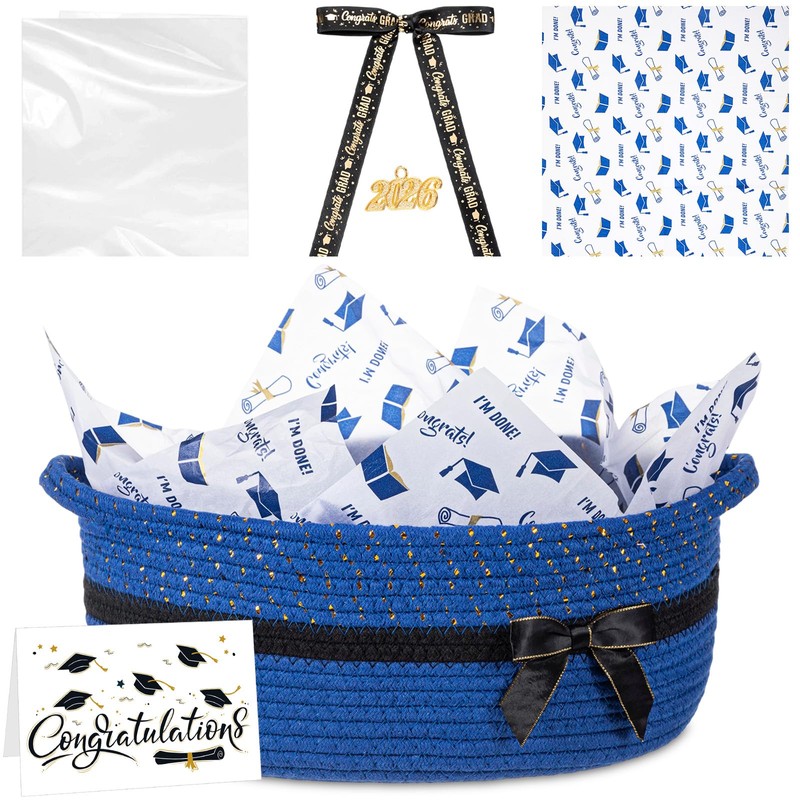 Colingmill Gift Basket for Graduation, Empty Woven Basket with Gift
