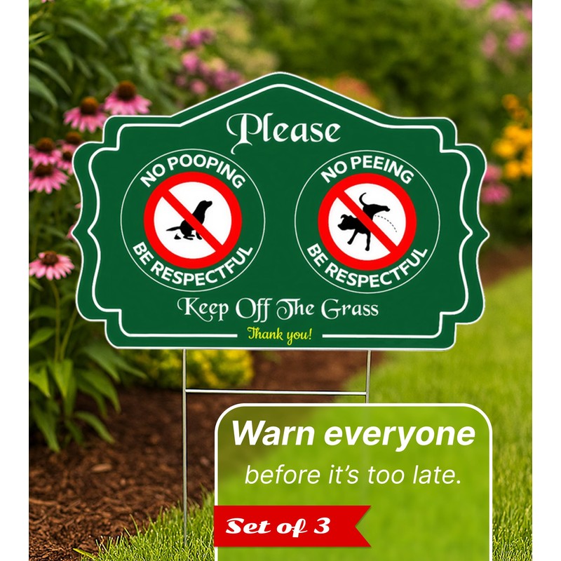 3 Pack 12x8 Inch Please Pack Keep Off Grass, Thank