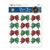 Mini Tie-On Christmas Bows - Red and Green Glitter -