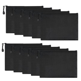 10 Stück Geldtaschen, Wasserdicht Banktasche A5 Dokumententasche Schwarz Geldmappe Reißverschlusstasche Oxford Geldtasche mit Reißverschluss für Schule Büro