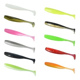 20 Señuelos De Goma T-tail, Color Aleatorio,cebo Para Lubina