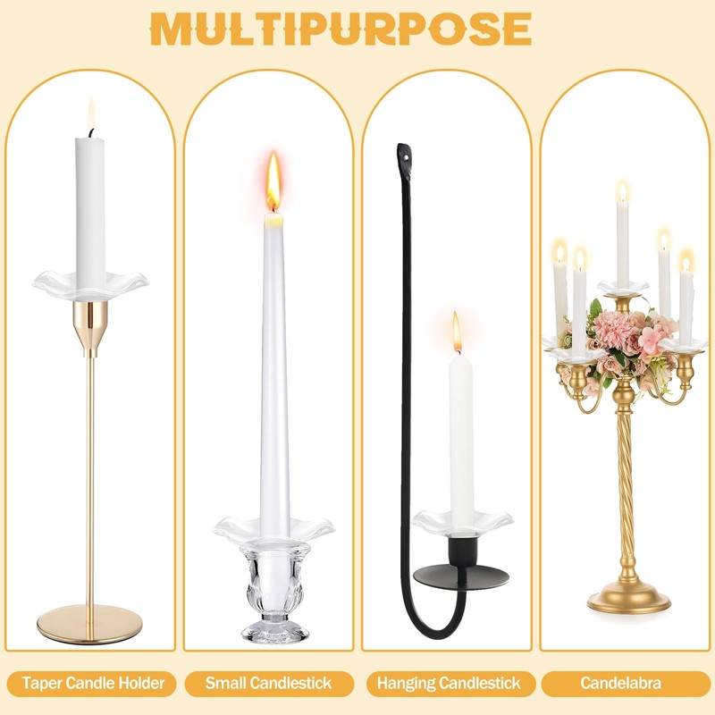 4 Pack Wavy Glass Bobeches for Candlestick Holders, Candle Drip
