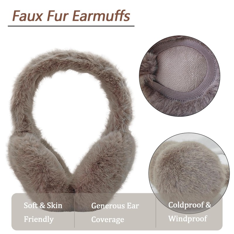AUSUAYA Fuzzy Earmuffs, Foldable Warm Plush Earmuffs Ear Warmers for
