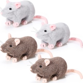 Kasyat 4 Pcs Fake Rat Stuffed Animals 7 Inch Fake Mouse Plush Toys Soft Cuddly Stuffed Mouse Realistic Rat Plushies for Costume Accessories Birthday Party Favors Prank Props(Brown, Grey)