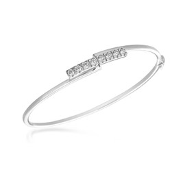 Tuscany Silver Women's Sterling Silver Cubic Zirconia Bar Bangle