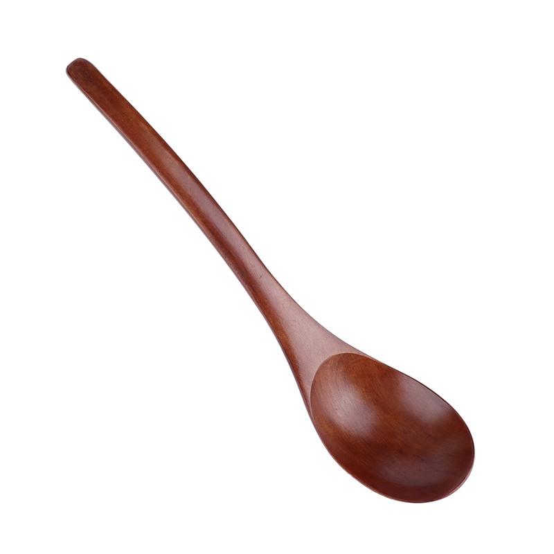 5Pcs Wooden Soup Spoon with Curved Handle Multi Purpose Rice