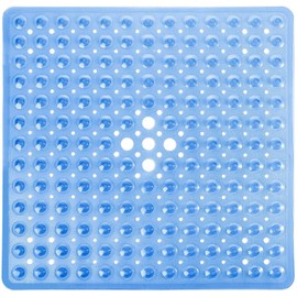 (Clear Blue) - Yimobra Non Slip Square Bath Mats for Shower 50cm x 50cm,Clear Blue with Wall Hooks 3 Pack