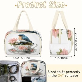 Travel Makeup Organizer, Compact Lightweight Accessory for Travel and Daily Use - Xiuphorix Floral Bird
