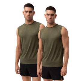 DANISH ENDURANCE Gym Tank Top, Running Vest, Sleeveless, Muscle Fit, for Men, Olive, Large