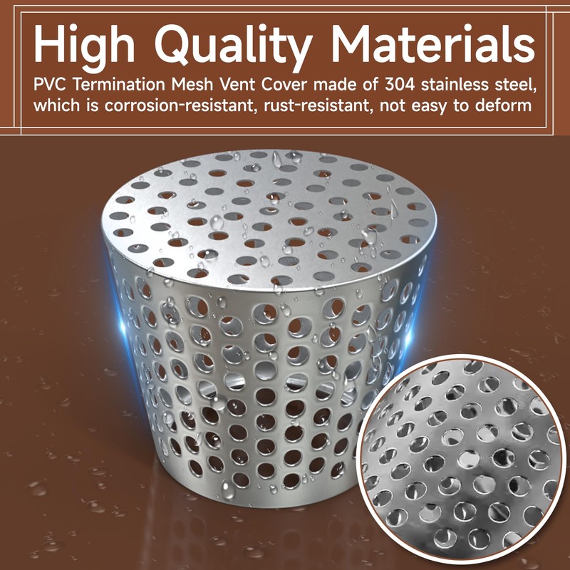 BJADE'S PVC Pipe Termination Cap,Stainless Steel Mesh Screen Vent Cover