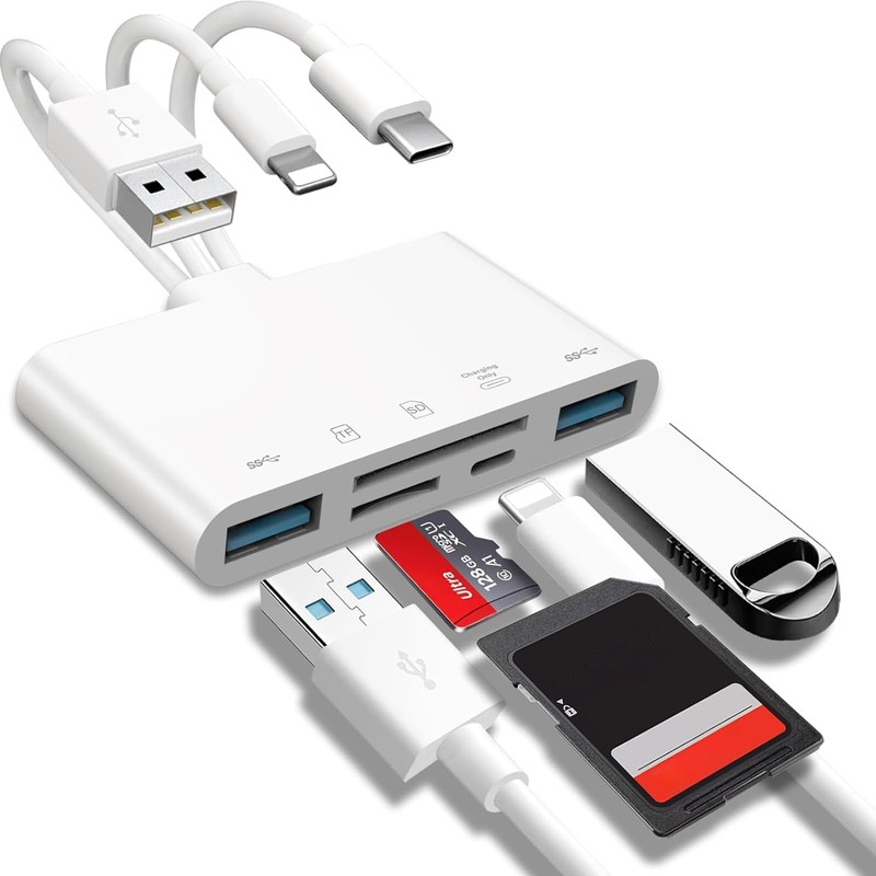 Lector de Tarjetas de Memoria 5 en 1, Adaptador SD,
