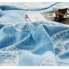 MEJU MEJU Fish Blue Modern Muslin Lightweight Summer Blanket for