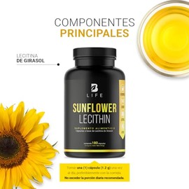 B Life Lecitina de Girasol 180 Cápsulas Blandas 1200 mg | Apoyo Metabólico y Cognitivo para 6 Meses de Consumo.