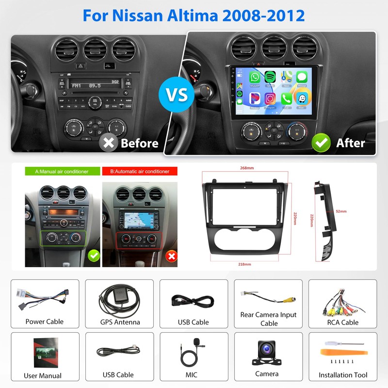 4Core 2G+64G Car Radio for Nissan Altima 2008 2009 2010