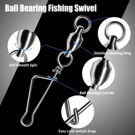 FishTrip Fishing Italian Snap Swivels, 25/50pcs Ball Bearing Swivels with Stainless Steel Coastlock Italian Snap, Quick Change Fishing Clips Swivel for Saltwater Freshwater