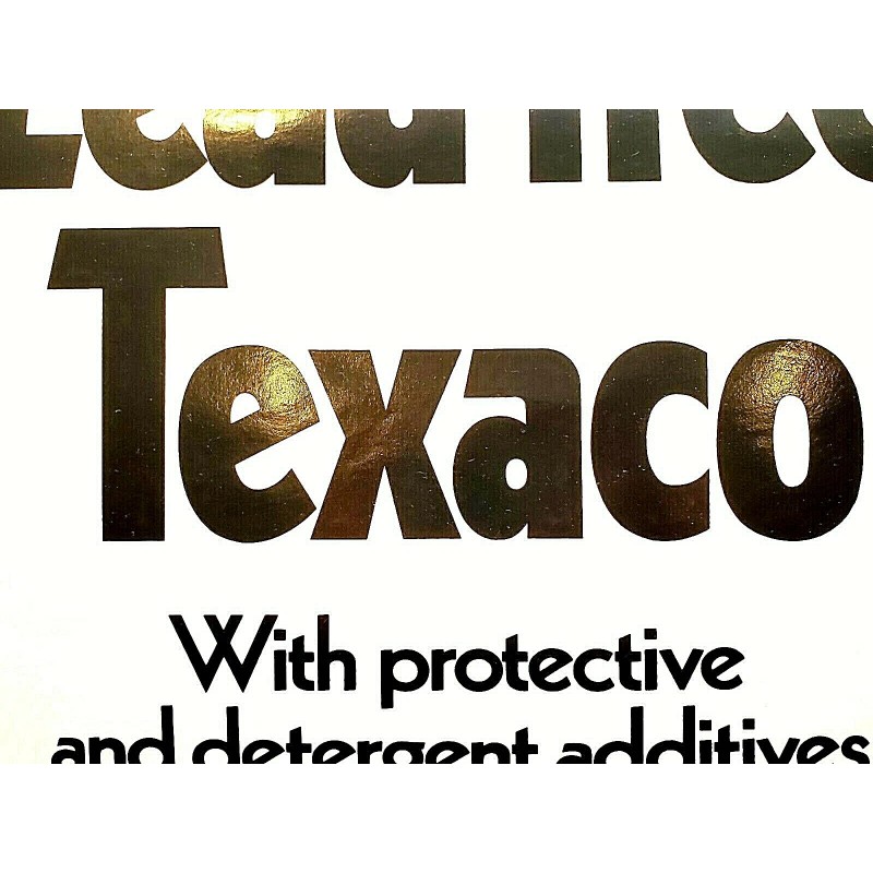 Texaco Gas Station Pump Sticker Unused Lead-Free White Black Print
