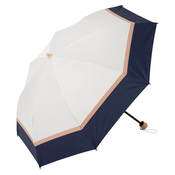 LIEBEN-0702 Folding Parasol Cool Plus UV Thermal Shielding Folding Umbrella, Transitioning, Women's, 19.7 inches (50 cm) x 8 Ribs, 100% Light Blocking, Fabric Uses Over 99.9% UV Reduction, Thermal Insulation, Grade 1 Light Blocking, Grosgrain, Off white 