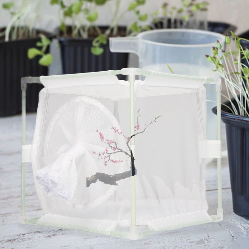 Insect Observation Cage PVC Mesh White Reusable Butterfly Habitat Breeding
