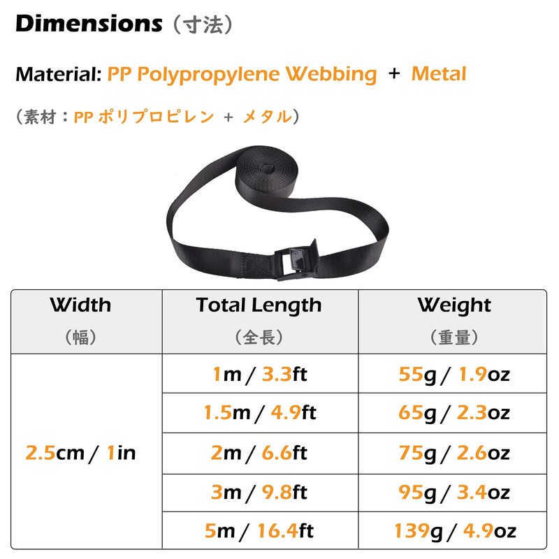 TRIWONDER Lashing Belt, Multi-purpose, Fastening Belt, Tie Down Belt, Packing