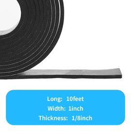 DEVNOL Neoprene Solid Rubber Strips with Adhesive Backing 1/8 (.125)" Thick X 1" Wide X 10'Long Grade 65A for Gasket, Surface Protection, Sealing
