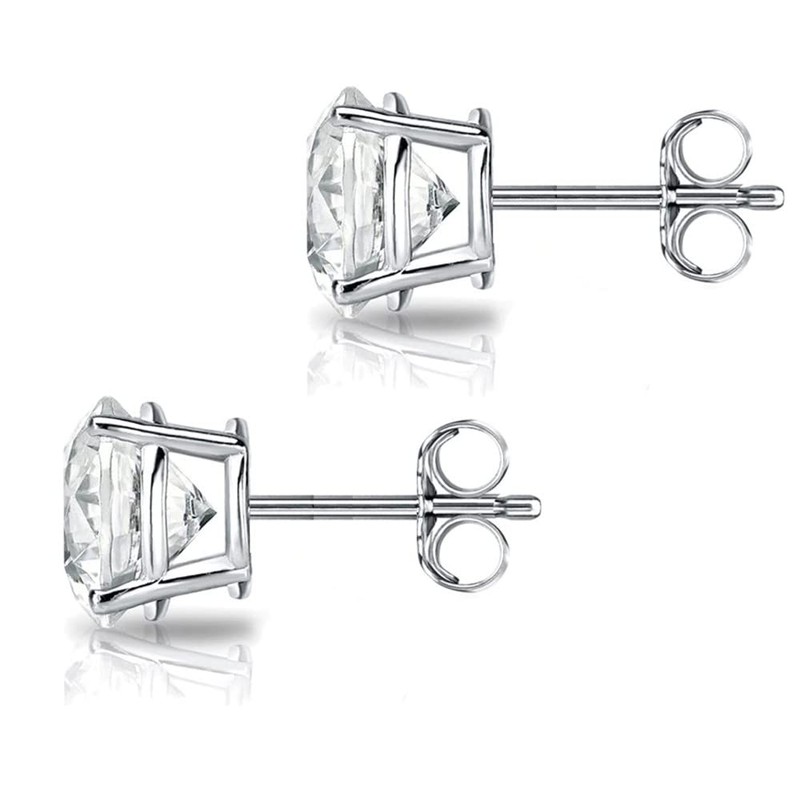 Moissanite Stud Earrings • 14K Gold Solid • Round Cut