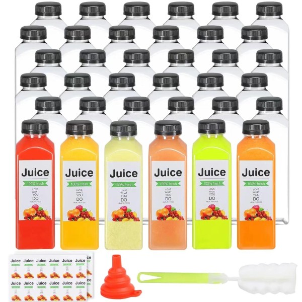 Wjzhfwzt 16oz Empty Juice Bottles with Caps Pack of 24