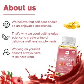Vegan Omega 3 6 9 High Potency Softgels Support Health Skin Brain Cardiovascular