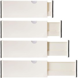 4 Adjustable Drawer Dividers, Organize Silverware and Utensils in Home Kitchen, Divider for Clothes in Bedroom Dresser, Designed to Not Snag Underwear and Bra Fabrics, Bathroom Storage Organizers