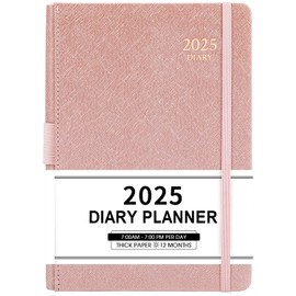 Calendar 2025 - One Day per Page Productivity A5 Diary 2025 from January 2025 to December 2025, Planner 2025 with Monthly Tabs, Inner Pocket, Banded
