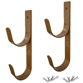 2 PCS Set Wide Pool Pole Hangers Heavy Duty Aluminium Holder Hooks with Screws Perfect Hook Holders for Telescopic Poles,Skimmers,Nets Brushes,Vacuum Hose Etc (Brown)