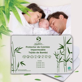 Bamboo Mattress Protector Waterproof 135 x 190/200 Natural Anti Dust Mite Cover Breathable Cooling Soft Elastic Pocket 360° Adjustable Oeko-Tex Certified