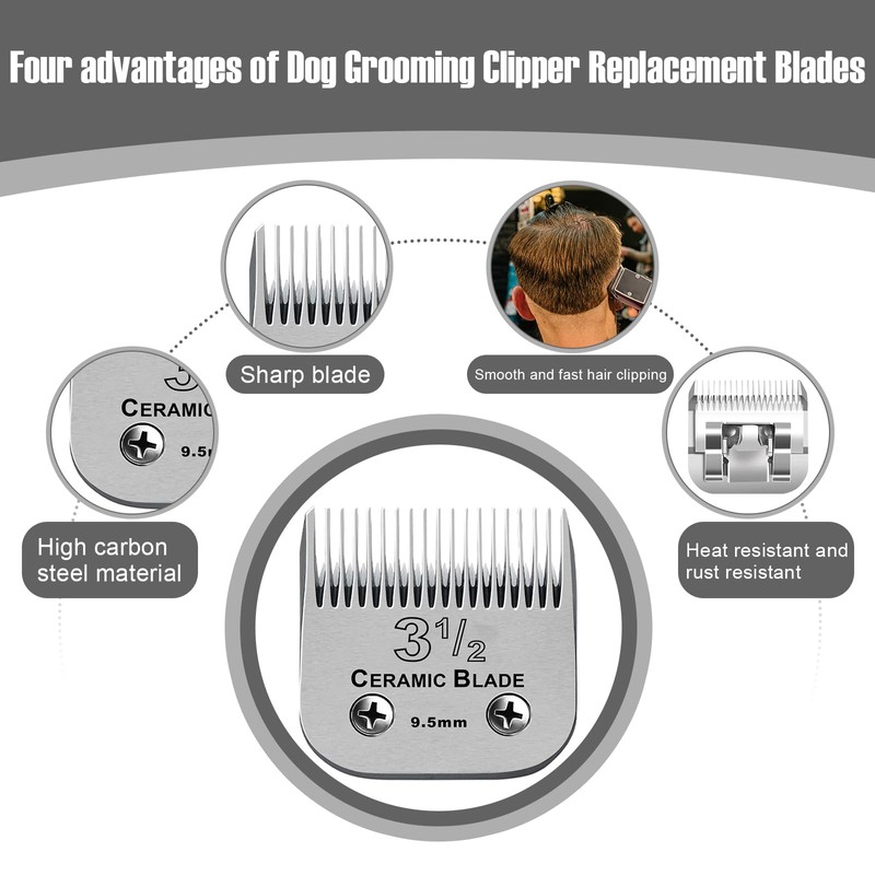 Size3-1/2 Professional Detachable Replacement Ceramic Blades set,compatible with Andis AGC,BDC,BGC,MBG