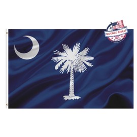 South Carolina Flag Double Sided 3x5 Outdoor- Heavy Duty 3ply South Carolina State Flag Super Durable 4 Rows Stitched Edge Canvas Header with 2 Brass Grommets