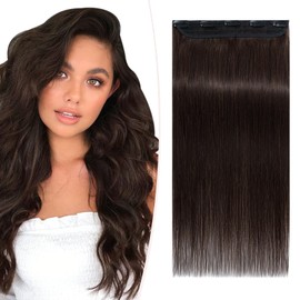 SEGOHAIR Clip in Hair Extensions Real Human Hair, 18" Hair Extensions Clip in One Piece 5 Clips Remy Hair Extensions Seamless Clip in Hair Extensions(50g) Dark Brown
