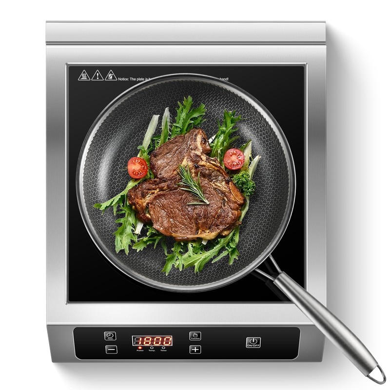 Zomagas Portable Commercial Induction Cooktop,1800W Induction Burner with Sensor Touch