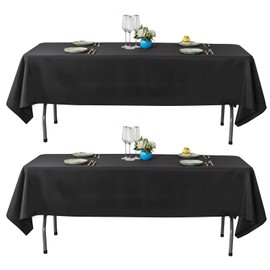2 Pack Tablecloths for Rectangle Tables, 150 x 300 CM -Reusable and Washable Table Clothes, Polyester Fabric Table Covers for Wedding, Party, Banquet (Black)