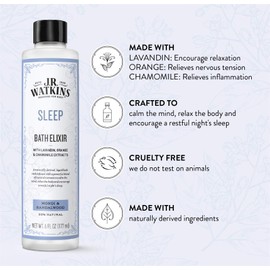 J.R. Watkins Sleep Bath Elixir, Liquid Bath Soak, Monoi & Sandalwood with Natural Extracts, No Salt, No Residue, 6 oz