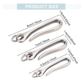 WEBEEDY Pack of 6 Brass Solid U-Shape Hook Car Key Ring Japanese Fish Hook Purse Holder Belt Clip for Men Wallet Chain Accessories, multicoloured